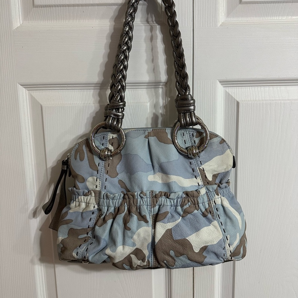 B. Makowsky blue camouflage leather handbag